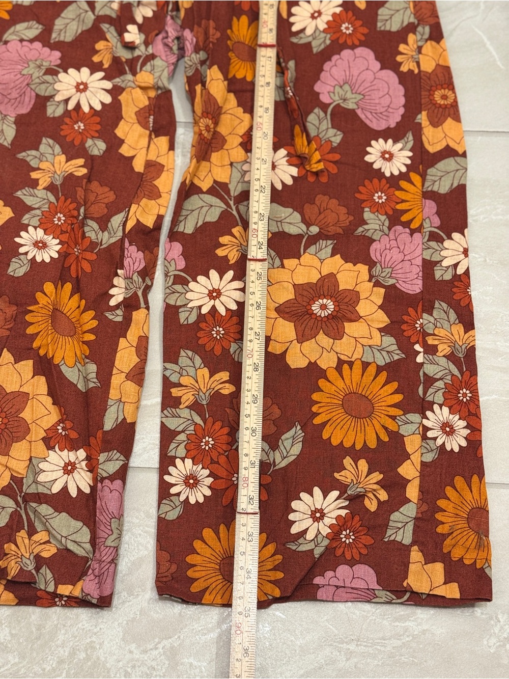 Modcloth Floral Wide-Leg Linen Blend Pants Back to School Hippie Boho Fall - Picture 7 of 7
